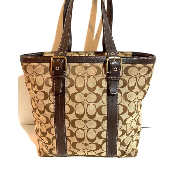 Coach Brown Signature print canvas Tote Bag - Picture 1 of 10